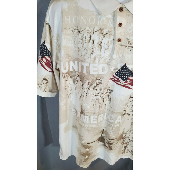 Cotton Traders Allover Patriotic Military Mens Polo Shirt All Over Print USA XXL - Picture 4 of 7